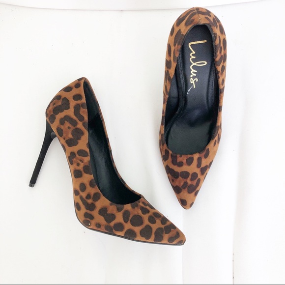 Lulus Shoes - Lulus Leopard Print Suede Pointed Toe Pumps Heels